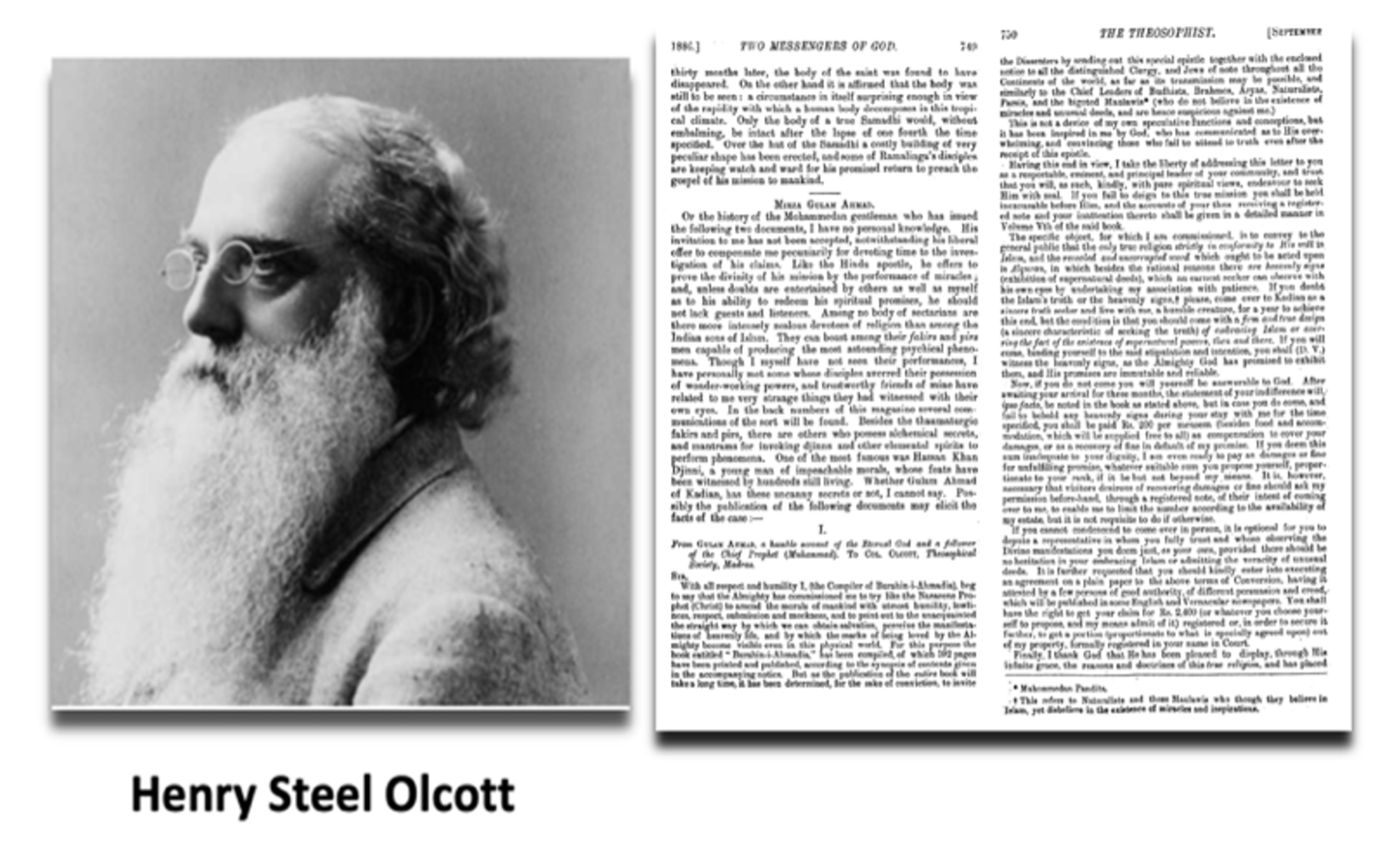1886 Henry Steel Olcott Invited To Witness Truthfulness Of Islam At